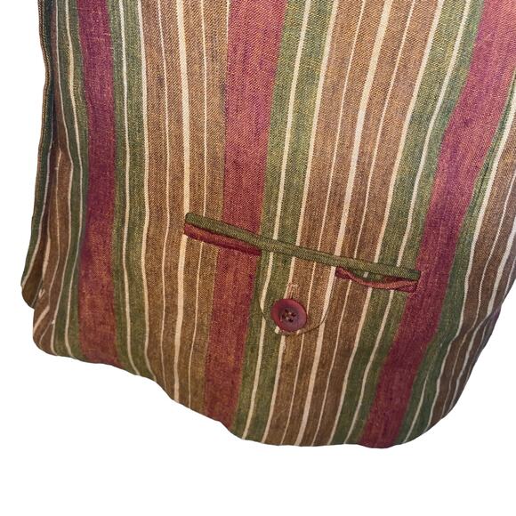 Vintage Anne Klein Linen Striped Sleeveless Button Front Vest Size 8 Petite - Picture 5 of 12